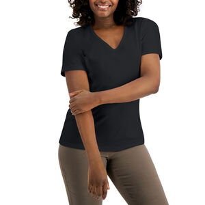 Karen Scott Women's Medium 100% Cotton Black V-Neck Top NWT